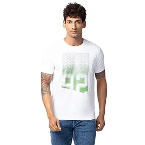 Spykar White Round Neck Half Sleeves Blended T-Shirt for Men (Size: XL)-MKTCP1BC048-White