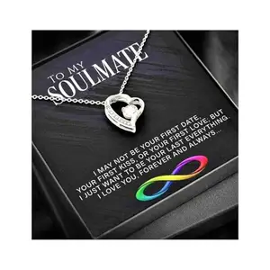 rakva 925 Sterling Silver Gift Wife Girlfriend Necklace, To My Soulmate Necklace, Valentines Day Heart Pendant Gift For Her, Girlfriend