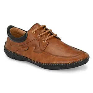 ROWLANS Men's Tan Stylish/Casual/Comfortable Synthetic Leather Lace-Ups Formal Shoes 8