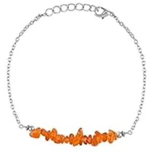RRJEWELZ Carnelian Bracelet for Men & Women – 3-5mm Uncut Chips Rough Orange Beads – 7 inch adjustable with Silver Plated Clasp – Healing, Fashion, Gift, Spiritual, Yoga|LCBR_RR_01894