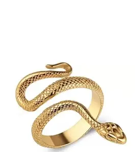 Ring Adjustable Golden Color Stylish Trending Mahakaal Shiva Animal Vintage Reptile Serpent Gothic Cobra Snake/Sarp Thumb Finger Ring (Free Size) Golden