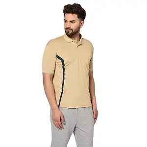 Armisto Men's Striped DRI FIT Sports Tshirt/SWEATPROOF/Anti Chaffing/Extra Stretch (113 Camel/M)