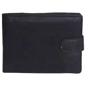 Leatherman Fashion LMN Genuine Leather Black Men's Bi-fold Wallet 8 Card Slots