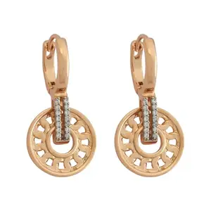 Kushal's Fashion Jewellery White Rodium-Rose Gold Casual Trendy Zircon Earring - 429579