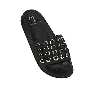 Carlton London Womens Casual Wear Slipon Slider Flats (Black_37)