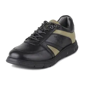 Red Chief Men's Casual Lace-Up Leather Shoes – Everyday Style with Premium Comfort | RC3950 G0070 | Olive/Black | UK6