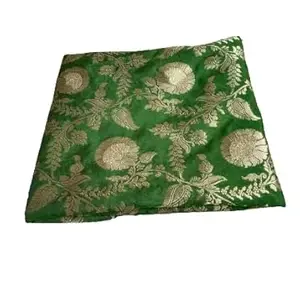 2 Meter Women/Girls Ethnic Unstitched Brocade Blend Banarasi Fabric/Cloth/Dress Material For Dress, Suit, Blouse (Green)