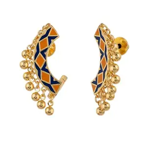 Voylla Zulu Neema Enamelled Ear Cuff For Women|Ethnic Women Ear Cuffs Earrings|Gift For Women |Women's Gift|Valentine Gift|