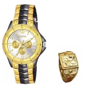 ROSRA Multicolor Strap Watch with Ring(SR-224) AT-2241(Pack of-2)