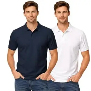 DIAZ Men’s Half Sleeve Polo T-Shirt | Half Sleeves Polo Neck T Shirt for Men | Half Sleeve Polo Tshirt | Regular Fit Solid Casual Wear Office Wear T-Shirt-Pack of 2