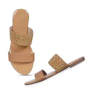 MEHNAM Cobra Printed Slip on Flat Sandal | Daily Use Synthetic Casual Flats for Women