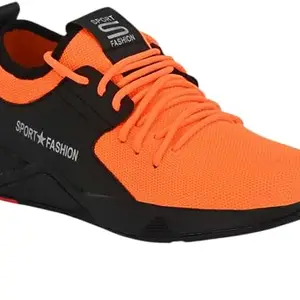 WORLD WEAR FOOTWEAR Soft Comfortable and Breathable Canvas Lace-Ups Sports Running Men's Shoe Orange