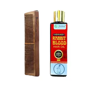 G Krishna Naturals Hair Brushes Wooden Neem Comb & Flaxseed Conditioner for Women & Men | Durable Long Lasting Wood Kangi and Hair Conditioner for Natural Hair Growth (Pack of 1 Each)(GKNAPC1-01)