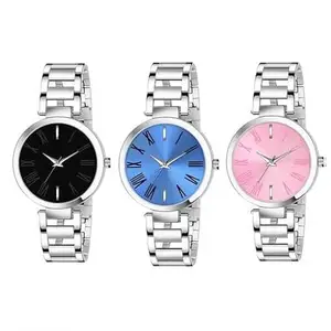 LAKSH Gorgeous Analog Stainless Steel Strap Watch for Women Pack of 3(SR-897) AT-8971(Pack of-3)