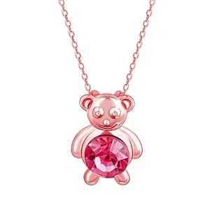 GIVA 925 Silver Rose Gold Cuddly Bear Necklace | Gifts for Girlfriend,Pendant to Gift Women & Girls | With Certificate of Authenticity and 925 Stamp | 6 Months Warranty*