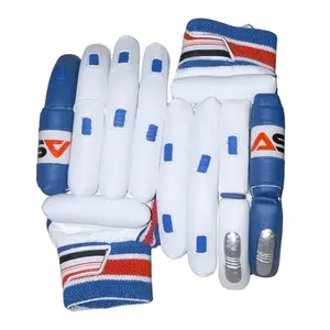 ASS Sports Right-Hand Cricket Batting Gloves for Men/Adults | Comfortable Fit Leather Cricket Batting Gloves Blue, Red and White