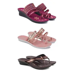 Women's Comfortable Sandal,Casual Lightweight Sandal for Everyday Wear for women's(GR-(COMBO-3)-1949-1944-1955-8)