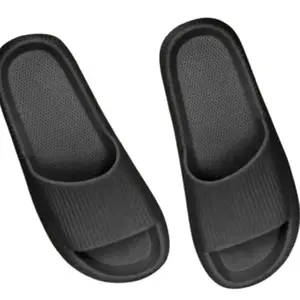 MEN SLIDER | SLIP-ON COMFORT SLIPPER | CASUAL LIGHT WEIGHTED SLIPPER FOR MEN (Black, UK Footwear Size System, Adult, Men, Numeric, Medium, 8)