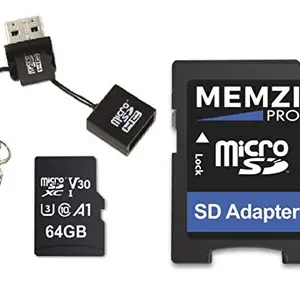 MEMZI PRO 64GB Micro SDXC Memory Card for Huawei Honor Note 10, View 10, 9 Lite, 7S Mobile Phones - High Speed Class 10 100MB/s Read 70MB/s Write V30 A1 UHS-I U3 4K Full HD Recording with USB Reader