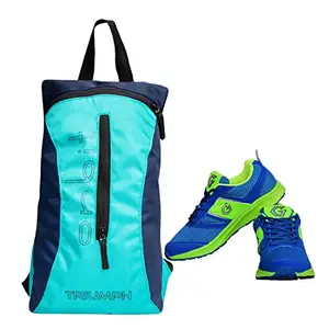 Gowin Bright Blue/Green Size-7 With Triumph Running Bag Orbit Pro-6001 Navy/Sky