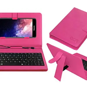 ACM Keyboard Case Compatible with Panasonic Eluga I7 Mobile Flip Cover Stand Plug & Play Device for Study & Gaming Pink