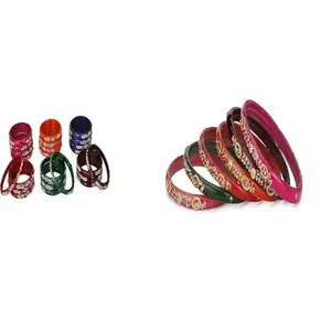 Somil Combo Bangles Set For Women & Girls | Multi-Color Chudi | Wedding, Festival, Daily & Occasion Use, Pack Of 32, Multicolor, Red -D52
