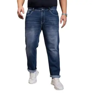 Bigbanana Plus Size Men's Regular Fit Washed Jeans (Malcolm,Blue,9XL)