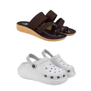 ZENWEAR Extra Soft Classic Casual wear with Flexibility Technology Flip-Flop Combo for Women's/Girl's(6141+1958)(6) Multicolor