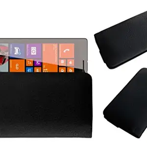 ACM Rich Leather Soft Case Compatible with Microsoft Nokia Lumia 930 Mobile Handpouch Cover Carry Black