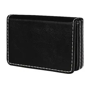CLOUDWOOD Small Pocket-Sized ID, Credit-Debit Card Holder with Magnetic Shut Button for Men & Women - Black WL611