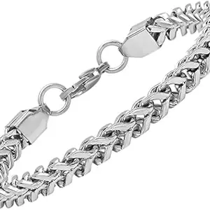 THE MEN THING TWIN TOUGH - Pure Stainless Steel Italian trending Style, double-layer thick Bracelet 8 inch with Lobster Claw Buckle for Men & Boy (5mm)