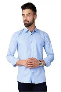 Men's Regular Fit Solid Soft Touch Cotton Casual Shirt with Pocket Design with Spread Collar & Full Sleeves Regular Fit Any Occasion (in, Alpha, XL, Regular, Men, Blue)