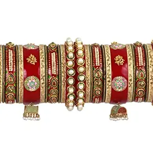 IMPREXIS STORE Latkan/Kundan Red Rajasthani Rajwada Bangle Set for Women And Girl's for Every Occasion (2.4)