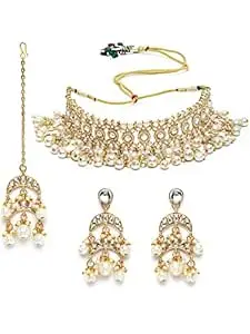 Karatcart Gold Plated Pearl Beaded Choker Necklace Set