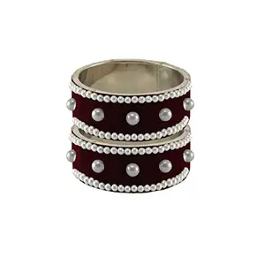 Vidhya Kangan Maroon Beads Stud Brass Bangle ban10286-2.2
