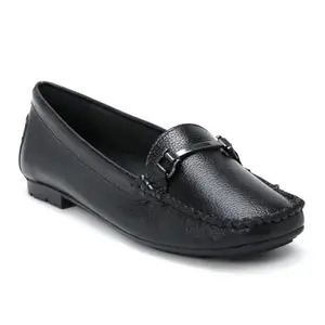 Zoom Shoes Premium Leather Comfortable Lightweight Bellies for Women with Rubber Sole Ideal for Casual Wear Black