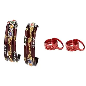 Somil Elegant Combo Bangles For Women & Girls | Stylish Bangles Set For Everyday & Functions, Pack Of 14, Maroon, Red -B498