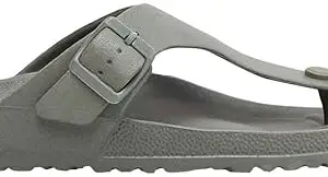 Max Men Solid T-Strap Sandals,CHARCOAL,42