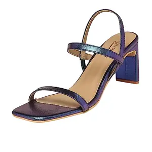 MONROW Myra Leather Block Heel for Women, Multi, UK-6 | Fancy & Stylish Heel sandals, Casual, Comfortable Fashion Heel Sandal