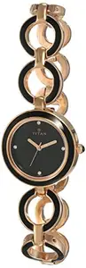 Titan Black Dial Analog Watch For Women -NR95036WM01 Stainless Steel, Rose Gold Strap