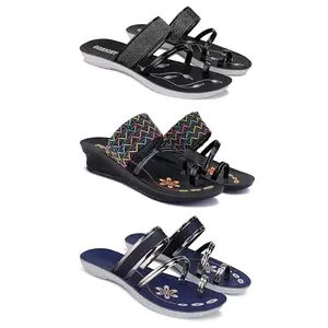 Women's Comfortable Sandal,Casual Lightweight Sandal for Everyday Wear for women's(GR-(COMBO-3)-1946-1952-1945-8)