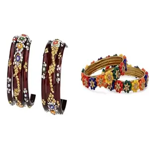 Somil Elegant Combo Bangles For Women & Girls | Stylish Bangles Set For Everyday & Functions, Pack Of 8, Maroon, Multicolor -B461