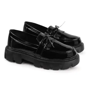 RIYELIFE STEPS Synthetic Comfortable Casual & Sylish Loafers for Women (Rj-0075 | Black | 36)