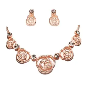 Subela Fashion Jewellery Diamond Necklace Subela Jewelry Set For Women & Girls (Rose Gold)