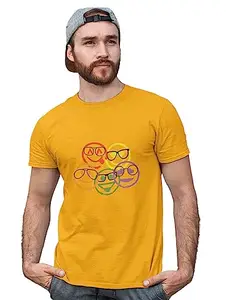 Danya Creation Scribbled Five Different Emojis T-Shirt (Yellow) - Clothes for Emoji Lovers - Suitable for Fun Events - Foremost Gifting Material for Your Friends and Close Ones