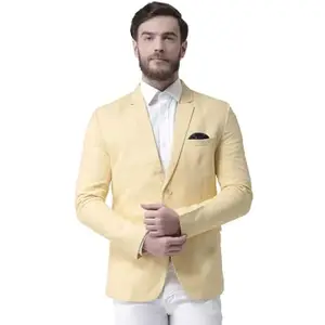 hangup Regular Casual wear Blazer for Men, Color Lemon, Size 36 (New Lemon1LinenBlazer)