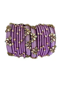 Saumakshi Designs Kundan Silk Thread Bangles Set for Women, Girls (Purple 2.4)