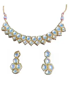 Kalpakraft Kundan Gold Tone Choker Necklace & Earring Set For Women