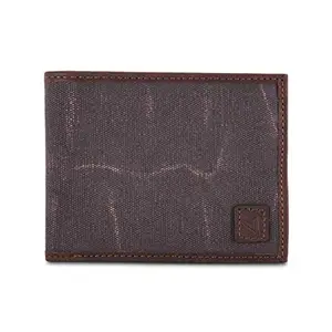 The Vertical Avalon Canvas with Oil Pull-Up Global Coin Wallet for Men - Brown, 4 Card Slots