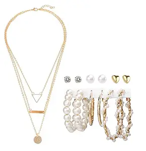YouBella Fashion Jewellery Gold Plated Necklace and Earrings Combo Jewellery Set for Girls and Women (Gold) (Style 3)